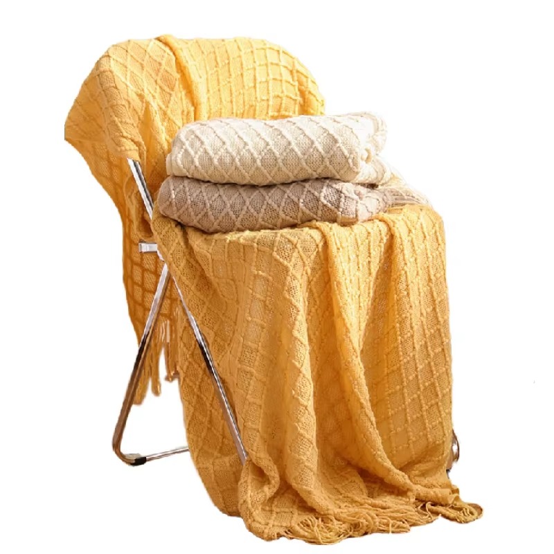 Coperta in maglia a rombi con  - Boho Throw Blanket Fringe recensione e prezzo